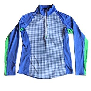 RLX Ralph Lauren 1/4 Zip Wicking Pullover Blue Plaid / Long Sleeve / Golf - S